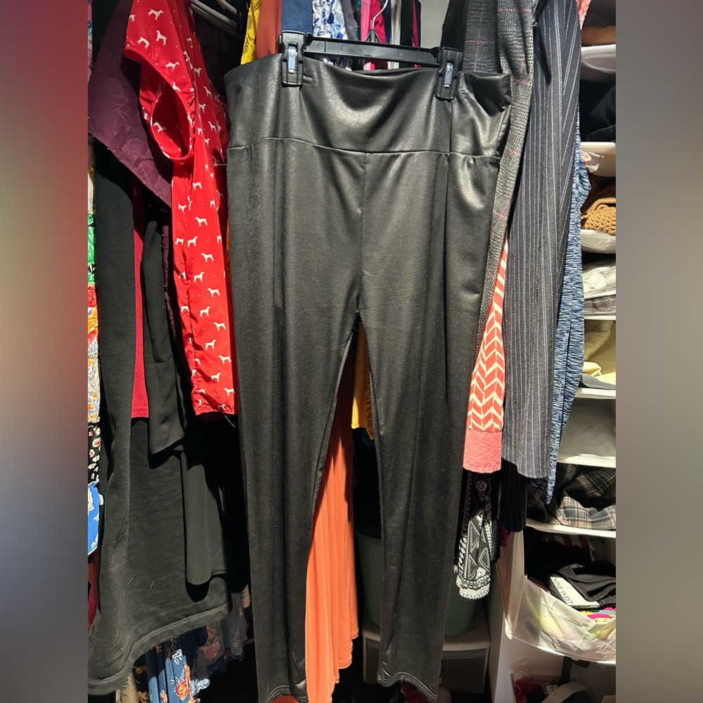 Shelby Leather-Velvet Look Leggings Sz 2X